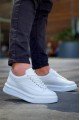 KB005 Erkek Günlük Bağcıklı Cilt Spor Sneaker Ayakkabı CBT - Beyaz