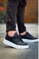 KB005 Erkek Günlük Bağcıklı Cilt Spor Sneaker Ayakkabı CBT - Siyah