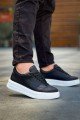KB005 Erkek Günlük Bağcıklı Cilt Spor Sneaker Ayakkabı CBT - Siyah – Kuback Erkek Ayakkabı