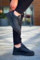 KB005 Erkek Günlük Bağcıklı Cilt Spor Sneaker Ayakkabı CST - Siyah – Kuback Erkek Ayakkabı