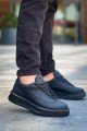 KB005 Erkek Günlük Bağcıklı Cilt Spor Sneaker Ayakkabı CST - Siyah – Kuback Erkek Ayakkabı