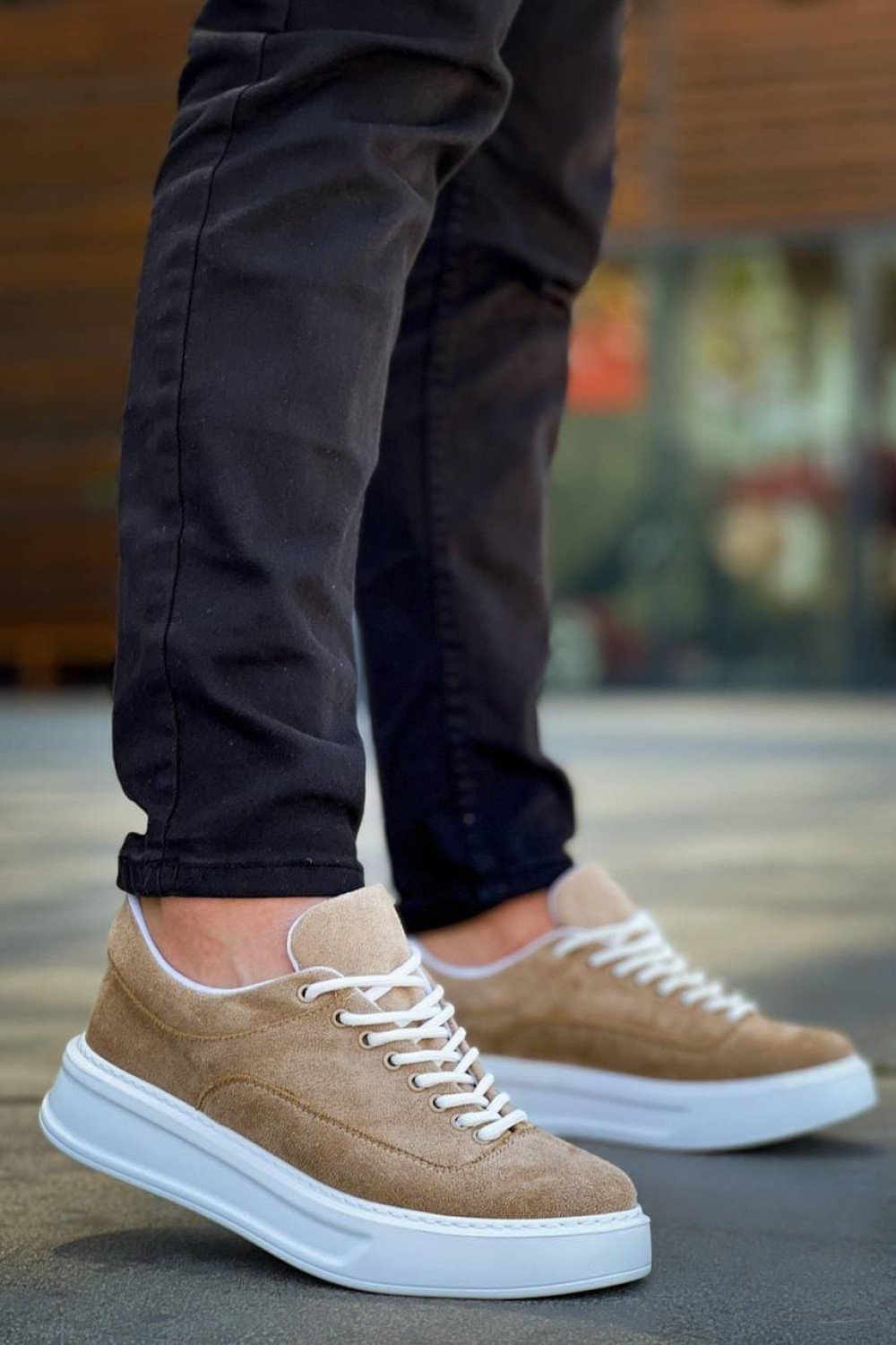 KB005 Erkek Günlük Bağcıklı Süet Spor Sneaker Ayakkabı SBT - Bej – Kuback Erkek Ayakkabı