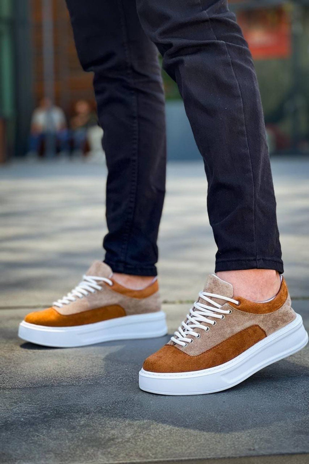 KB005 Erkek Günlük Bağcıklı Süet Spor Sneaker Ayakkabı SBT - Bej/Taba – Kuback Erkek Ayakkabı