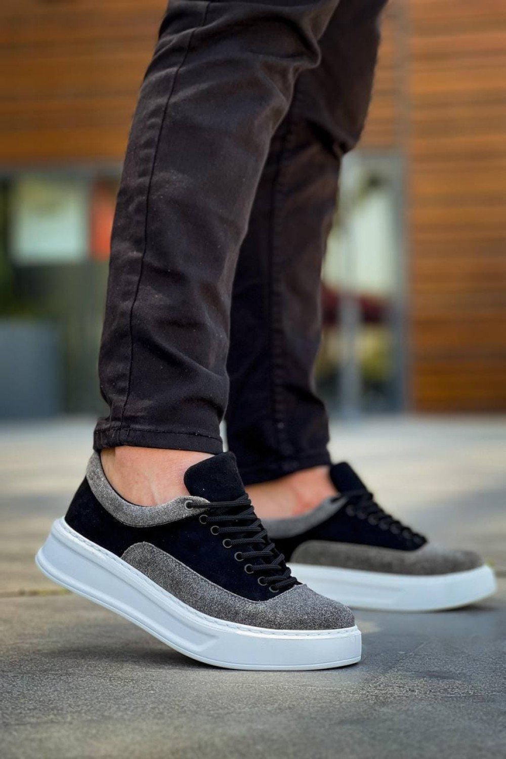 KB005 Erkek Günlük Bağcıklı Süet Spor Sneaker Ayakkabı SBT - Siyah/Gri – Kuback Erkek Ayakkabı