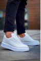 KB006 Erkek Günlük Bağcıklı Cilt Spor Sneaker Ayakkabı CBT - Beyaz