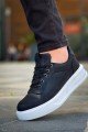 KB006 Erkek Günlük Bağcıklı Cilt Spor Sneaker Ayakkabı CBT - Siyah – Kuback Erkek Ayakkabı