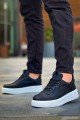 KB006 Erkek Günlük Bağcıklı Cilt Spor Sneaker Ayakkabı CBT - Siyah – Kuback Erkek Ayakkabı