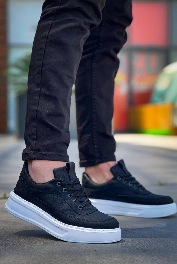 KB006 Erkek Günlük Bağcıklı Cilt Spor Sneaker Ayakkabı CBT - Siyah KB006 Erkek Günlük Bağcıklı Cilt Spor Sneaker Ayakkabı CBT - Siyah