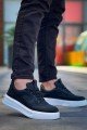 KB006 Erkek Günlük Bağcıklı Cilt Spor Sneaker Ayakkabı CBT - Siyah – Kuback Erkek Ayakkabı