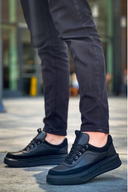 KB006 Erkek Günlük Bağcıklı Cilt Spor Sneaker Ayakkabı CST - Siyah KB006 Erkek Günlük Bağcıklı Cilt Spor Sneaker Ayakkabı CST - Siyah