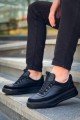 KB006 Erkek Günlük Bağcıklı Cilt Spor Sneaker Ayakkabı CST - Siyah – Kuback Erkek Ayakkabı