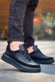 KB006 Erkek Günlük Bağcıklı Cilt Spor Sneaker Ayakkabı CST - Siyah – Kuback Erkek Ayakkabı