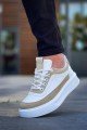 KB006 Erkek Günlük Bağcıklı Cilt Süet Spor Sneaker Ayakkabı CSBT - Beyaz/Bej – Kuback Erkek Ayakkabı