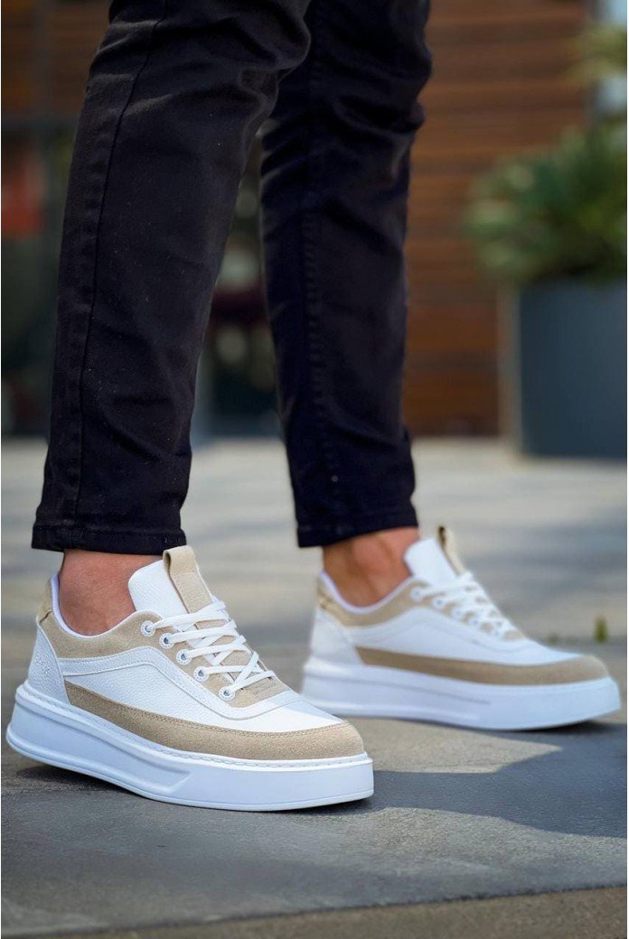 KB006 Erkek Günlük Bağcıklı Cilt Süet Spor Sneaker Ayakkabı CSBT - Beyaz/Bej KB006 Erkek Günlük Bağcıklı Cilt Süet Spor Sneaker Ayakkabı CSBT - Beyaz/Bej