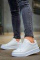 KB007 Erkek Günlük Bağcıksız Cilt Spor Sneaker Ayakkabı CBT - Beyaz – Kuback Erkek Ayakkabı