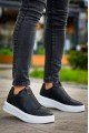 KB007 Erkek Günlük Bağcıksız Cilt Spor Sneaker Ayakkabı CBT - Siyah