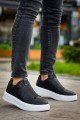 KB007 Erkek Günlük Bağcıksız Cilt Spor Sneaker Ayakkabı CBT - Siyah – Kuback Erkek Ayakkabı