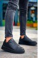 KB007 Erkek Günlük Bağcıksız Cilt Spor Sneaker Ayakkabı CST - Siyah