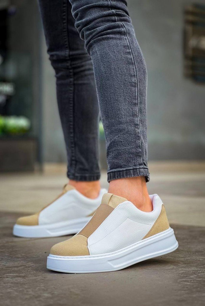 KB007 Erkek Günlük Bağcıksız Süet Cilt Spor Sneaker Ayakkabı SCBT - Bej/Beyaz KB007 Erkek Günlük Bağcıksız Süet Cilt Spor Sneaker Ayakkabı SCBT - Bej/Beyaz