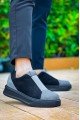 KB007 Erkek Günlük Bağcıksız Süet Spor Sneaker Ayakkabı SST - Gri/Siyah