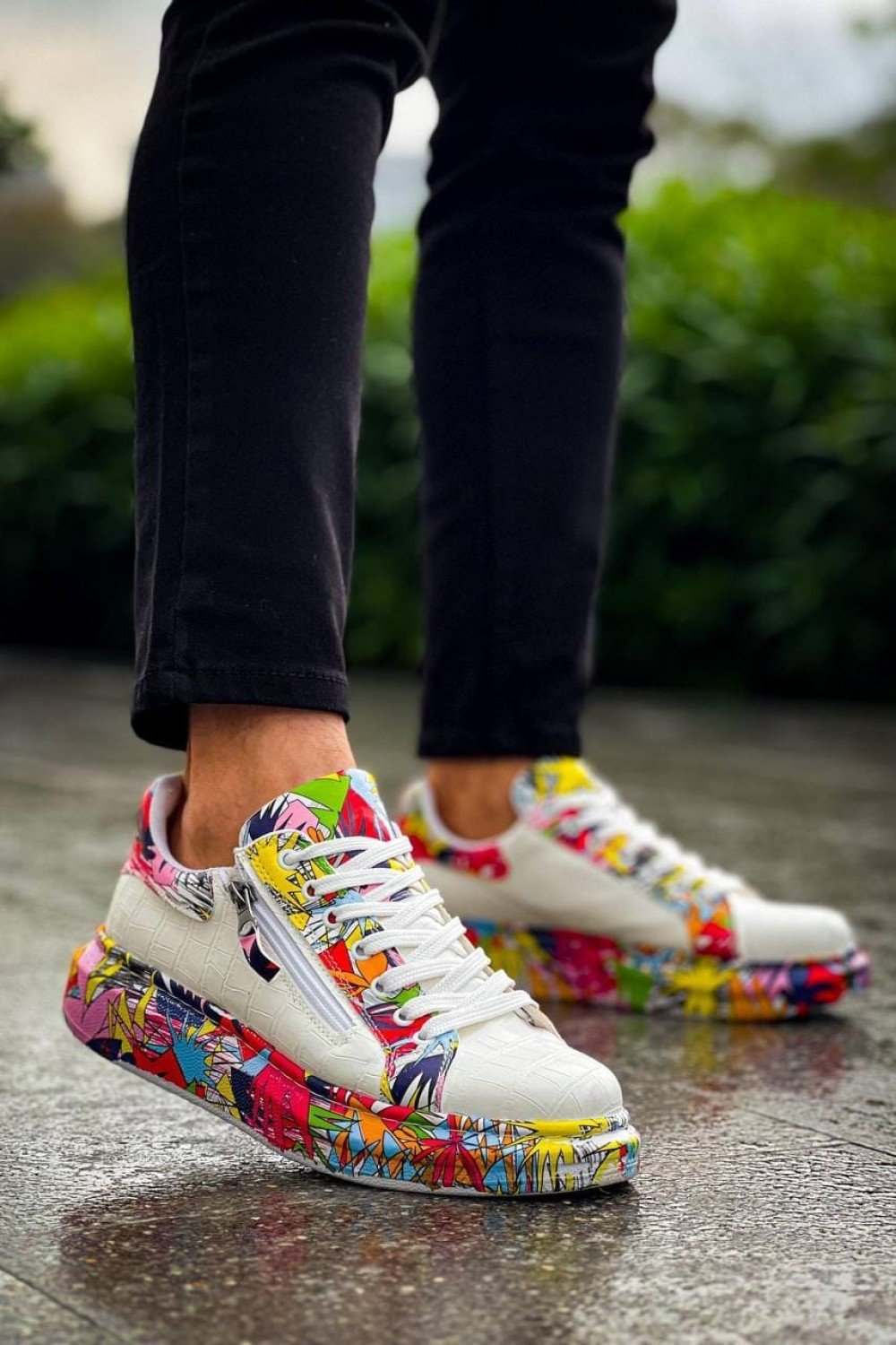 KB02 Erkek Günlük Bağcıklı Fermuarlı Boyalı Croco Cilt Spor Sneaker Ayakkabı CRT - Beyaz/Kırmızı Erkek Ayakkabı KB02 Erkek Günlük Bağcıklı Fermuarlı Boyalı Croco Cilt Spor Sneaker Ayakkabı CRT - Beyaz/Kırmızı – Kuback Erkek Ayakkabı