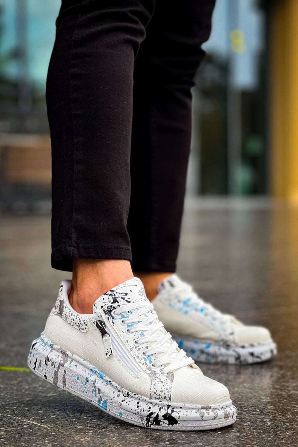 KB02 Erkek Günlük Bağcıklı Fermuarlı Boyalı Croco Cilt Spor Sneaker Ayakkabı CRT - Beyaz/Mavi Erkek Ayakkabı KB02 Erkek Günlük Bağcıklı Fermuarlı Boyalı Croco Cilt Spor Sneaker Ayakkabı CRT - Beyaz/Mavi – Kuback Erkek Ayakkabı