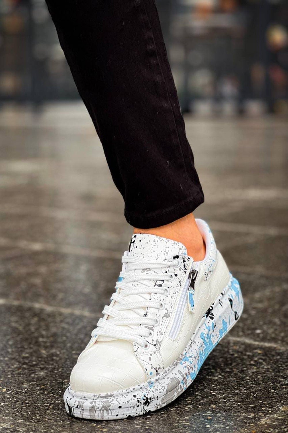 KB02 Erkek Günlük Bağcıklı Fermuarlı Boyalı Croco Cilt Spor Sneaker Ayakkabı CRT - Beyaz/Mavi Erkek Ayakkabı KB02 Erkek Günlük Bağcıklı Fermuarlı Boyalı Croco Cilt Spor Sneaker Ayakkabı CRT - Beyaz/Mavi – Kuback Erkek Ayakkabı