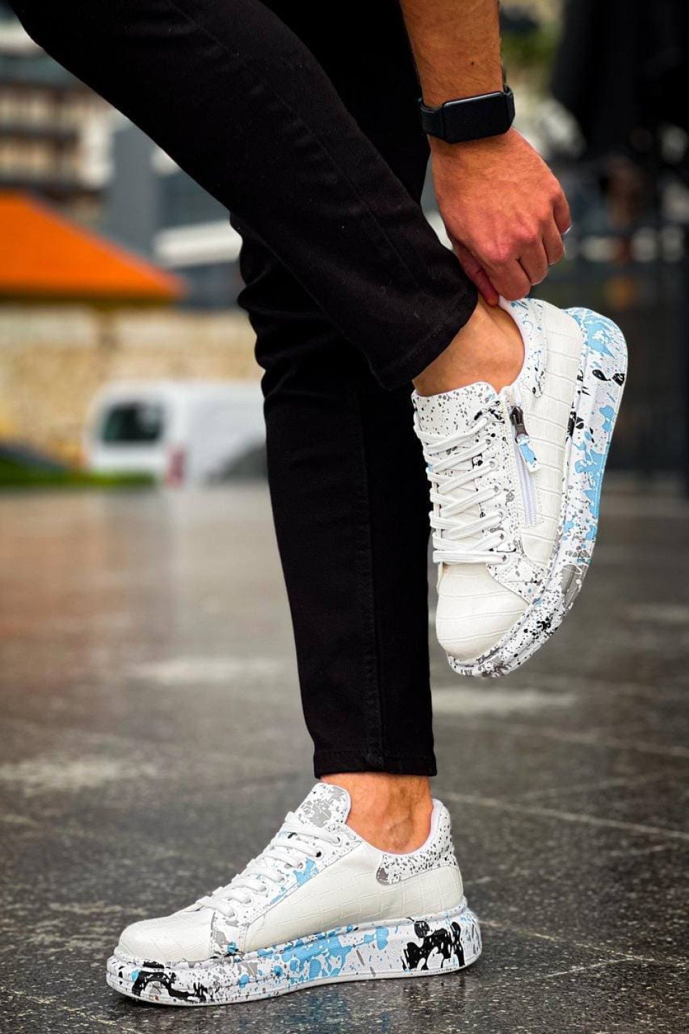 KB02 Erkek Günlük Bağcıklı Fermuarlı Boyalı Croco Cilt Spor Sneaker Ayakkabı CRT - Beyaz/Mavi Erkek Ayakkabı KB02 Erkek Günlük Bağcıklı Fermuarlı Boyalı Croco Cilt Spor Sneaker Ayakkabı CRT - Beyaz/Mavi – Kuback Erkek Ayakkabı