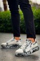 KB02 Erkek Günlük Bağcıklı Fermuarlı Boyalı Croco Cilt Spor Sneaker Ayakkabı CRT - Beyaz/Siyah – Kuback Erkek Ayakkabı