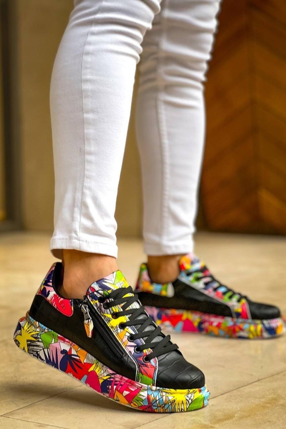 KB02 Erkek Günlük Bağcıklı Fermuarlı Boyalı Croco Cilt Spor Sneaker Ayakkabı CRT - Siyah/Kırmızı Erkek Ayakkabı KB02 Erkek Günlük Bağcıklı Fermuarlı Boyalı Croco Cilt Spor Sneaker Ayakkabı CRT - Siyah/Kırmızı – Kuback Erkek Ayakkabı