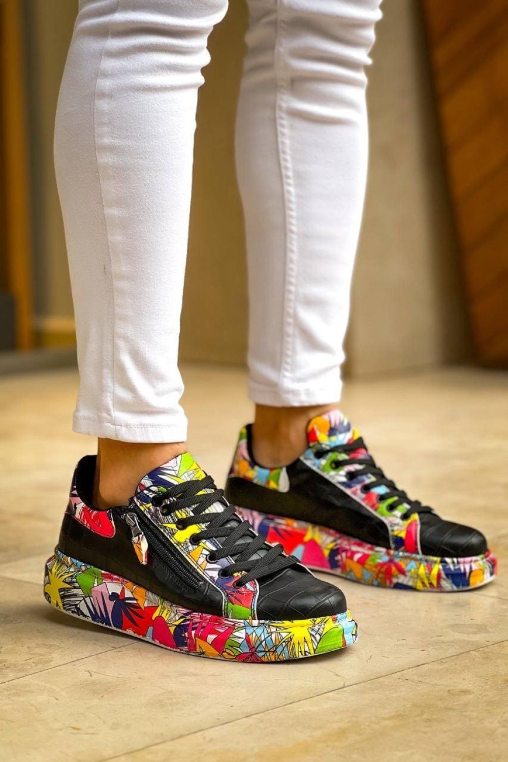 KB02 Erkek Günlük Bağcıklı Fermuarlı Boyalı Croco Cilt Spor Sneaker Ayakkabı CRT - Siyah/Kırmızı Erkek Ayakkabı KB02 Erkek Günlük Bağcıklı Fermuarlı Boyalı Croco Cilt Spor Sneaker Ayakkabı CRT - Siyah/Kırmızı – Kuback Erkek Ayakkabı