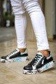 KB02 Erkek Günlük Bağcıklı Fermuarlı Boyalı Croco Cilt Spor Sneaker Ayakkabı CRT - Siyah/Mavi – Kuback Erkek Ayakkabı