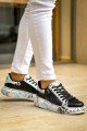 KB02 Erkek Günlük Bağcıklı Fermuarlı Boyalı Croco Cilt Spor Sneaker Ayakkabı CRT - Siyah/Mavi – Kuback Erkek Ayakkabı