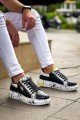 KB02 Erkek Günlük Bağcıklı Fermuarlı Boyalı Croco Cilt Spor Sneaker Ayakkabı CRT - Siyah/Sarı – Kuback Erkek Ayakkabı