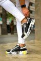 KB02 Erkek Günlük Bağcıklı Fermuarlı Boyalı Croco Cilt Spor Sneaker Ayakkabı CRT - Siyah/Sarı – Kuback Erkek Ayakkabı