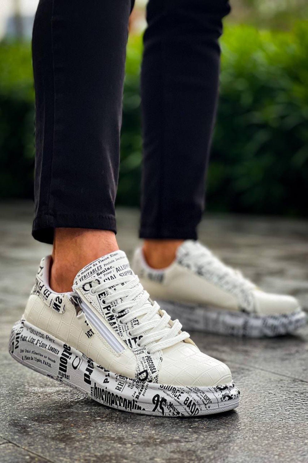 KB02 Erkek Günlük Bağcıklı Fermuarlı Gazete Boyalı Croco Cilt Spor Sneaker Ayakkabı CRT - Beyaz Erkek Ayakkabı KB02 Erkek Günlük Bağcıklı Fermuarlı Gazete Boyalı Croco Cilt Spor Sneaker Ayakkabı CRT - Beyaz – Kuback Erkek Ayakkabı
