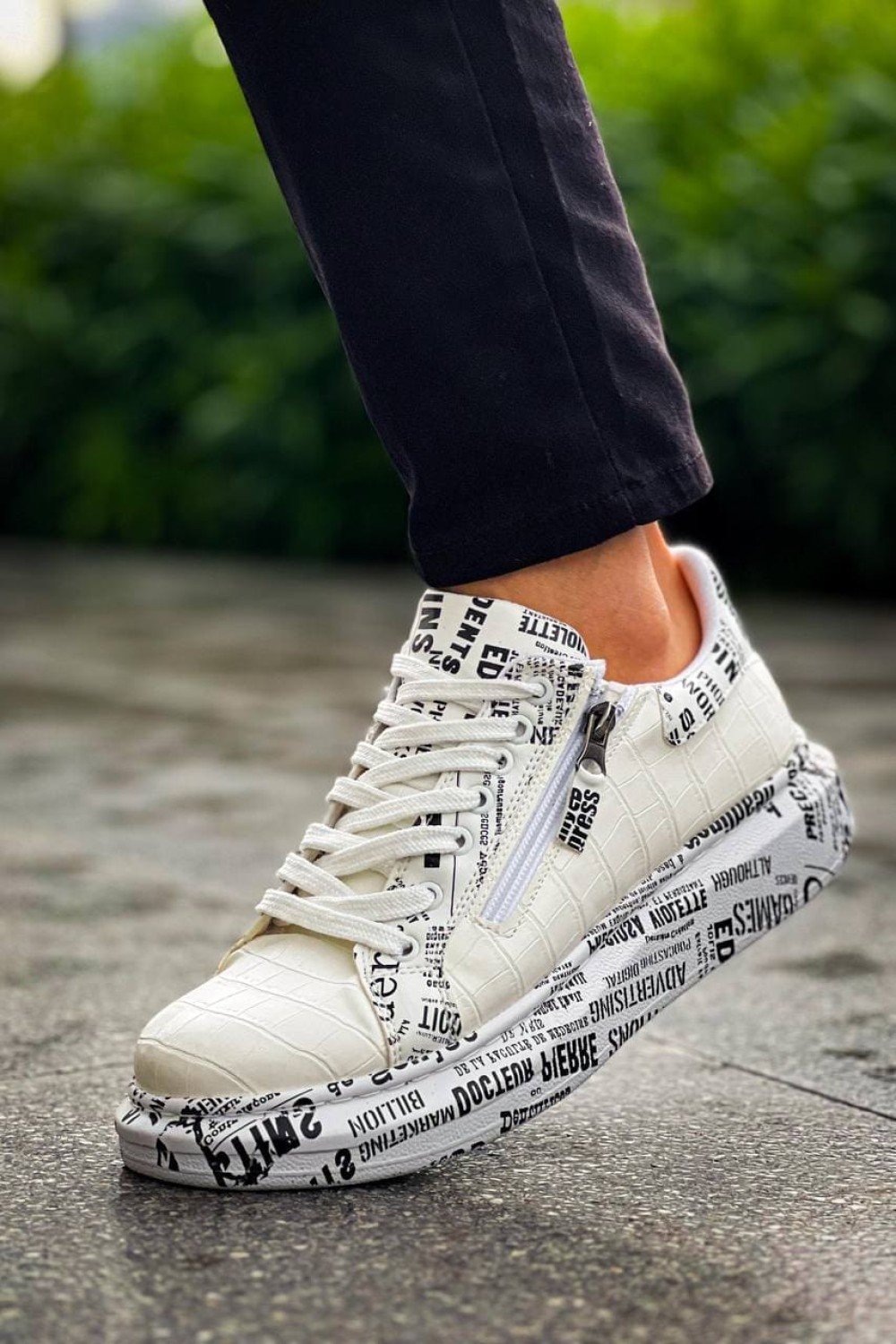 KB02 Erkek Günlük Bağcıklı Fermuarlı Gazete Boyalı Croco Cilt Spor Sneaker Ayakkabı CRT - Beyaz Erkek Ayakkabı KB02 Erkek Günlük Bağcıklı Fermuarlı Gazete Boyalı Croco Cilt Spor Sneaker Ayakkabı CRT - Beyaz – Kuback Erkek Ayakkabı