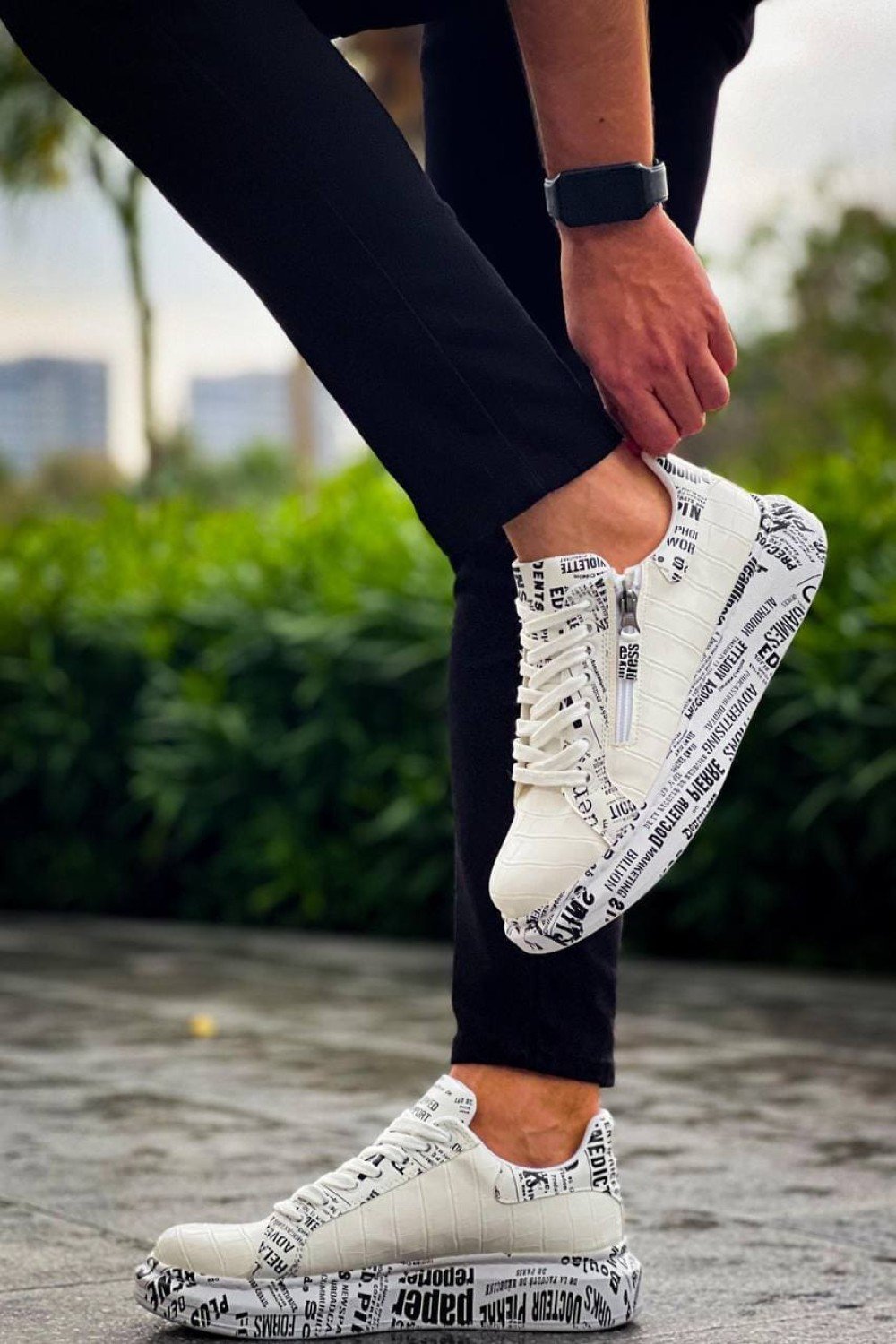 KB02 Erkek Günlük Bağcıklı Fermuarlı Gazete Boyalı Croco Cilt Spor Sneaker Ayakkabı CRT - Beyaz Erkek Ayakkabı KB02 Erkek Günlük Bağcıklı Fermuarlı Gazete Boyalı Croco Cilt Spor Sneaker Ayakkabı CRT - Beyaz – Kuback Erkek Ayakkabı