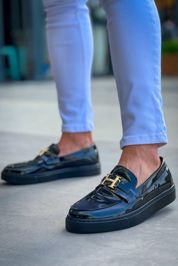 KB027 Erkek Günlük Bağcıksız H Tokalı Rugan Klasik Ayakkabı RST - Siyah KB027 Erkek Günlük Bağcıksız H Tokalı Rugan Klasik Ayakkabı RST - Siyah