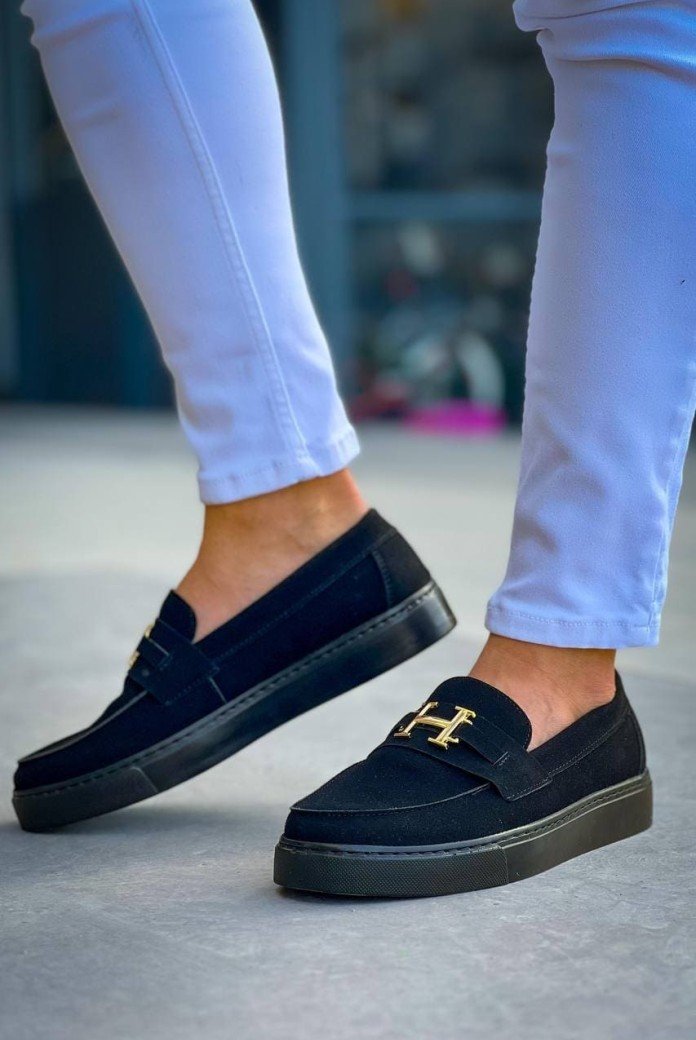 KB027 Erkek Günlük Bağcıksız H Tokalı Süet Klasik Ayakkabı SST - Siyah KB027 Erkek Günlük Bağcıksız H Tokalı Süet Klasik Ayakkabı SST - Siyah