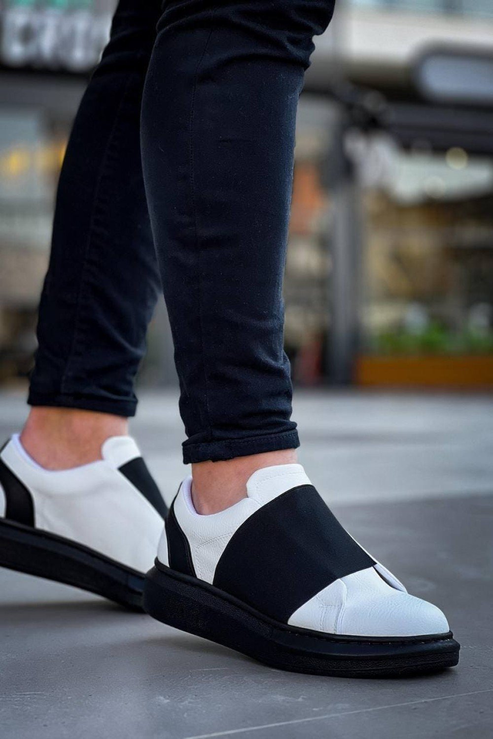 KB040 Erkek Günlük Bağcıksız Cilt Spor Sneaker Ayakkabı CST - Beyaz/Siyah Erkek Ayakkabı KB040 Erkek Günlük Bağcıksız Cilt Spor Sneaker Ayakkabı CST - Beyaz/Siyah – Kuback Erkek Ayakkabı