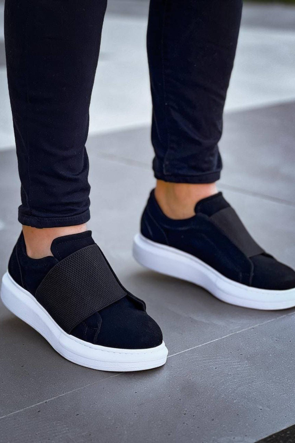 KB040 Erkek Günlük Bağcıksız Süet Spor Sneaker Ayakkabı SBT - Siyah – Kuback Erkek Ayakkabı