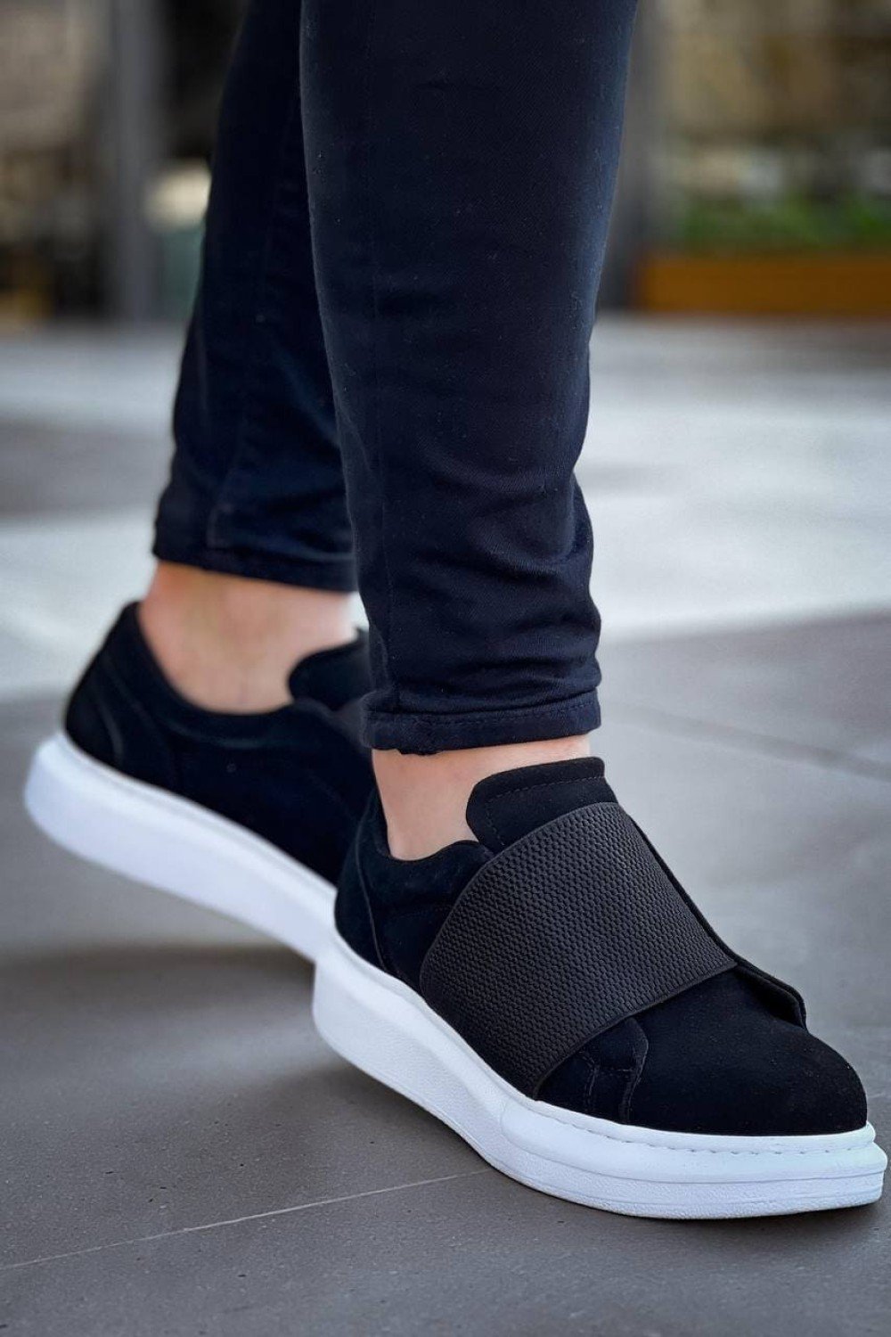 KB040 Erkek Günlük Bağcıksız Süet Spor Sneaker Ayakkabı SBT - Siyah – Kuback Erkek Ayakkabı