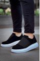 KB040 Erkek Günlük Bağcıksız Süet Spor Sneaker Ayakkabı SBT - Siyah
