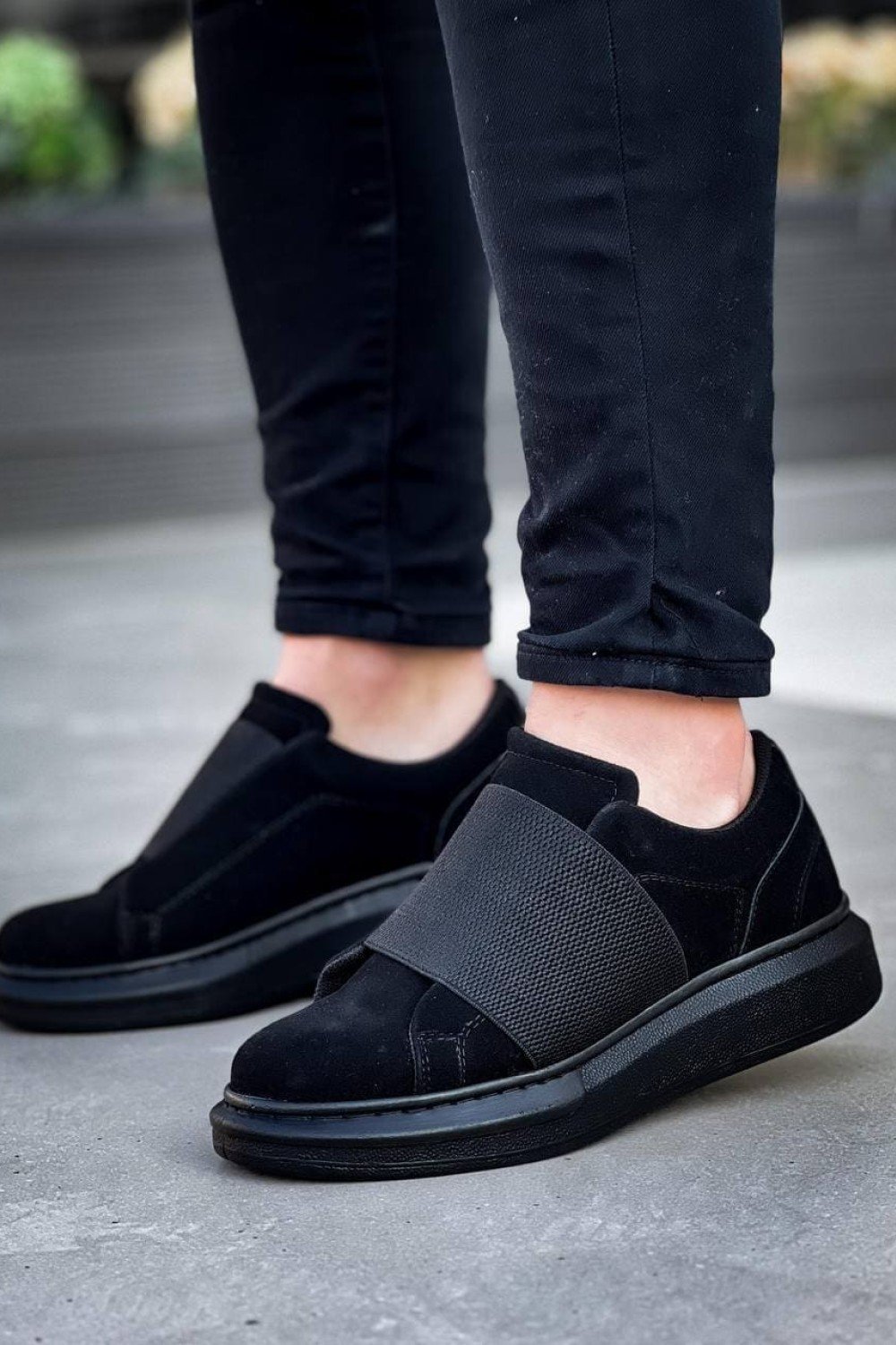 KB040 Erkek Günlük Bağcıksız Süet Spor Sneaker Ayakkabı SST - Siyah – Kuback Erkek Ayakkabı