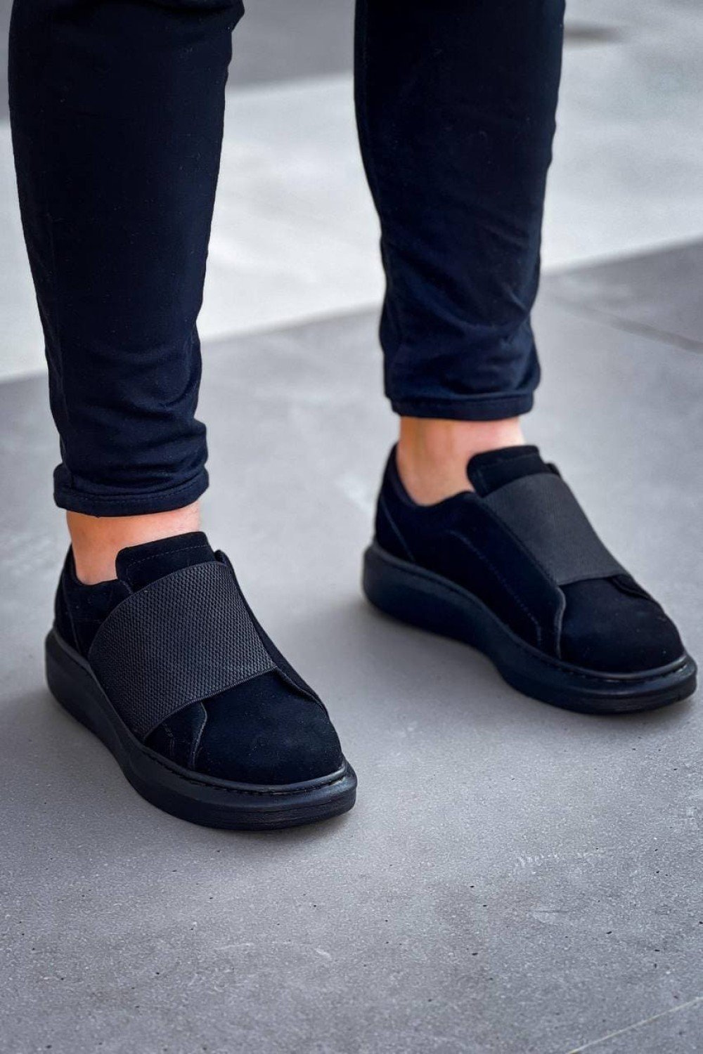 KB040 Erkek Günlük Bağcıksız Süet Spor Sneaker Ayakkabı SST - Siyah – Kuback Erkek Ayakkabı