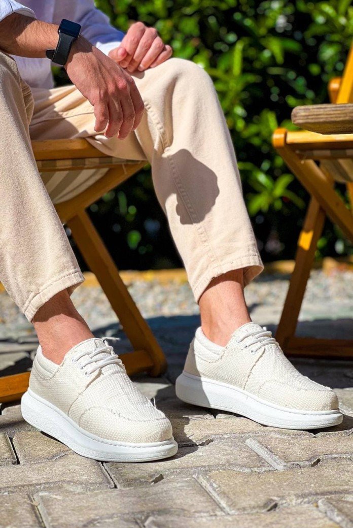 KB042 Erkek Günlük Bağcıklı Keten Klasik Ayakkabı KBT - Beyaz KB042 Erkek Günlük Bağcıklı Keten Klasik Ayakkabı KBT - Beyaz