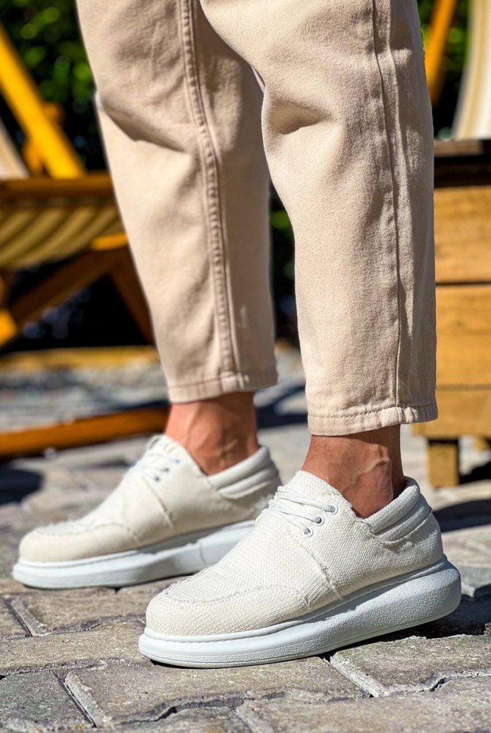 KB042 Erkek Günlük Bağcıklı Keten Klasik Ayakkabı KBT - Beyaz KB042 Erkek Günlük Bağcıklı Keten Klasik Ayakkabı KBT - Beyaz