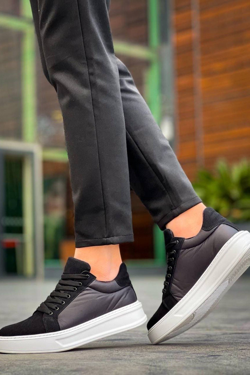 KB046 Erkek Günlük Bağcıklı Süet Paraşüt Kumaş Spor Sneaker Ayakkabı SPKBT - Siyah – Kuback Erkek Ayakkabı