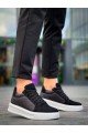 KB046 Erkek Günlük Bağcıklı Süet Paraşüt Kumaş Spor Sneaker Ayakkabı SPKBT - Siyah
